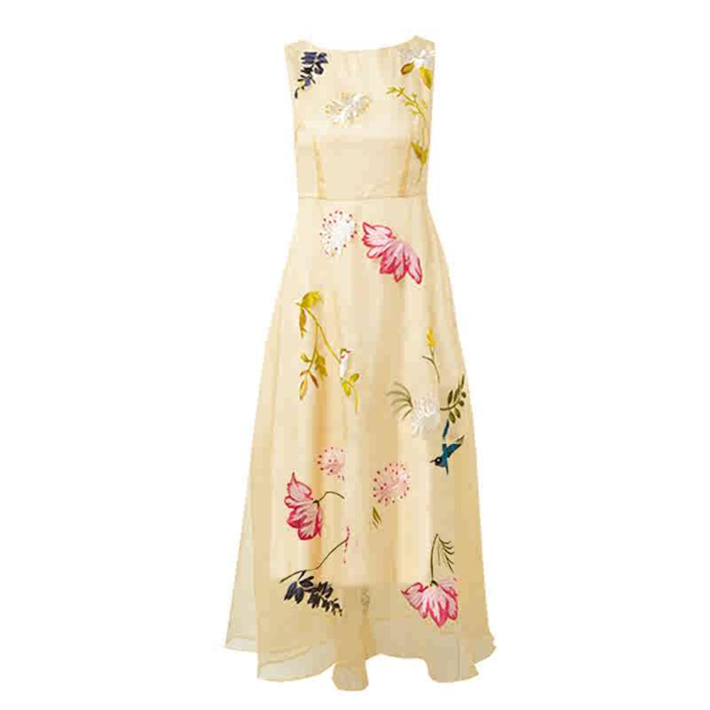 Sleeveless Crew-Neck Print Slim Dress