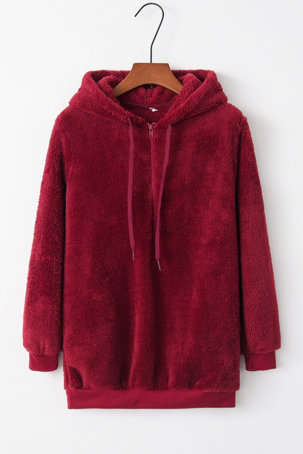 Quarter-Zip Drawstring Teddy Hoodie - US Only