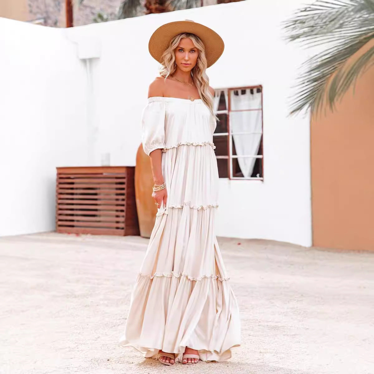 French-Style High-Waist Sling Dress