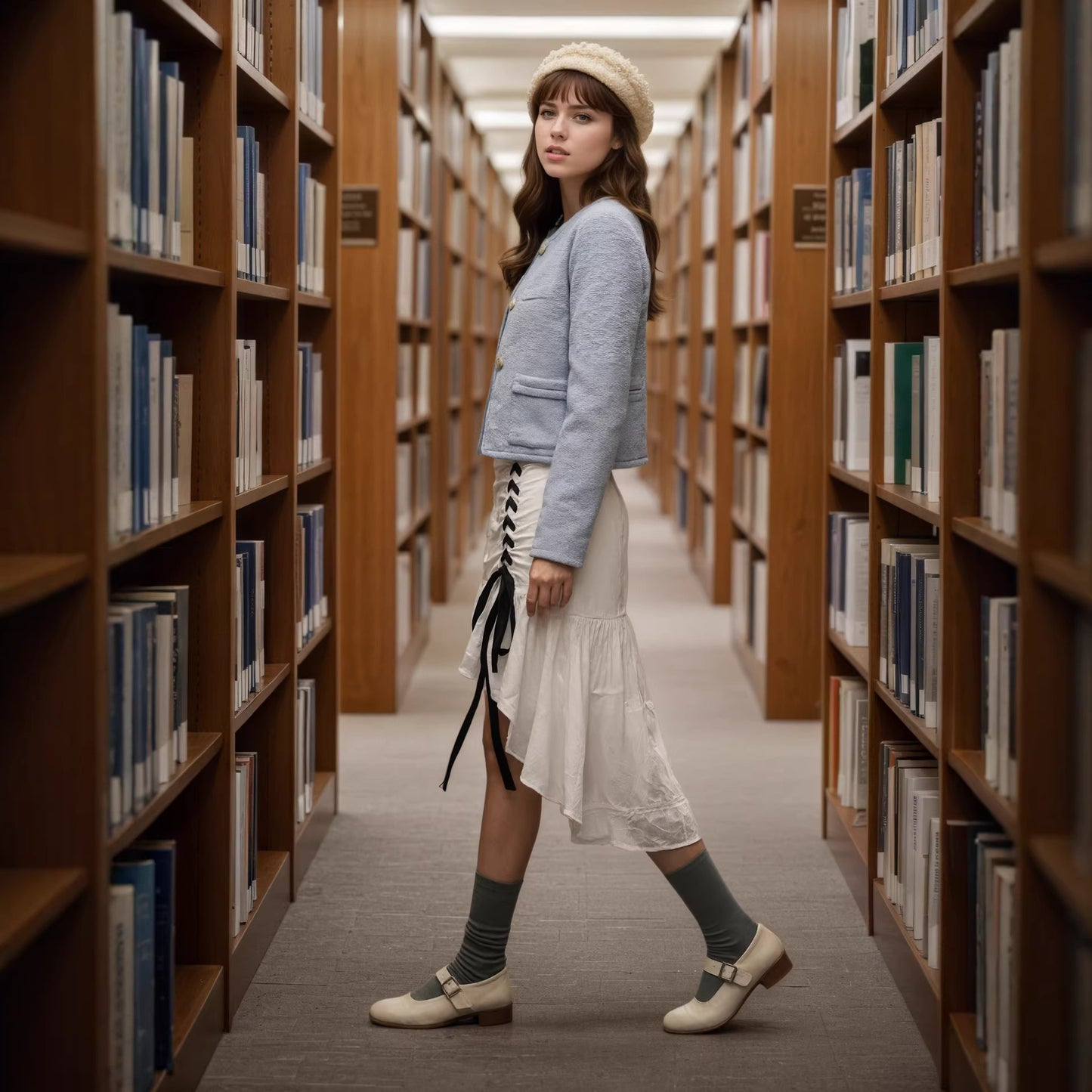 Retro Color-Block Webbing Patchwork Skirt Womens New Niche Design High-Street A-Line