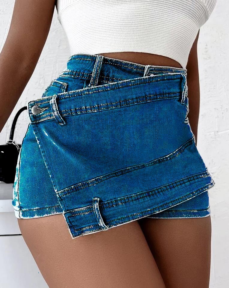 Y2K Street Vintage Denim Shorts Mini Skirt