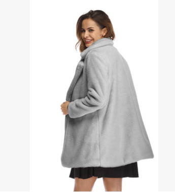 Faux Fur Long-Sleeve Coat For Women