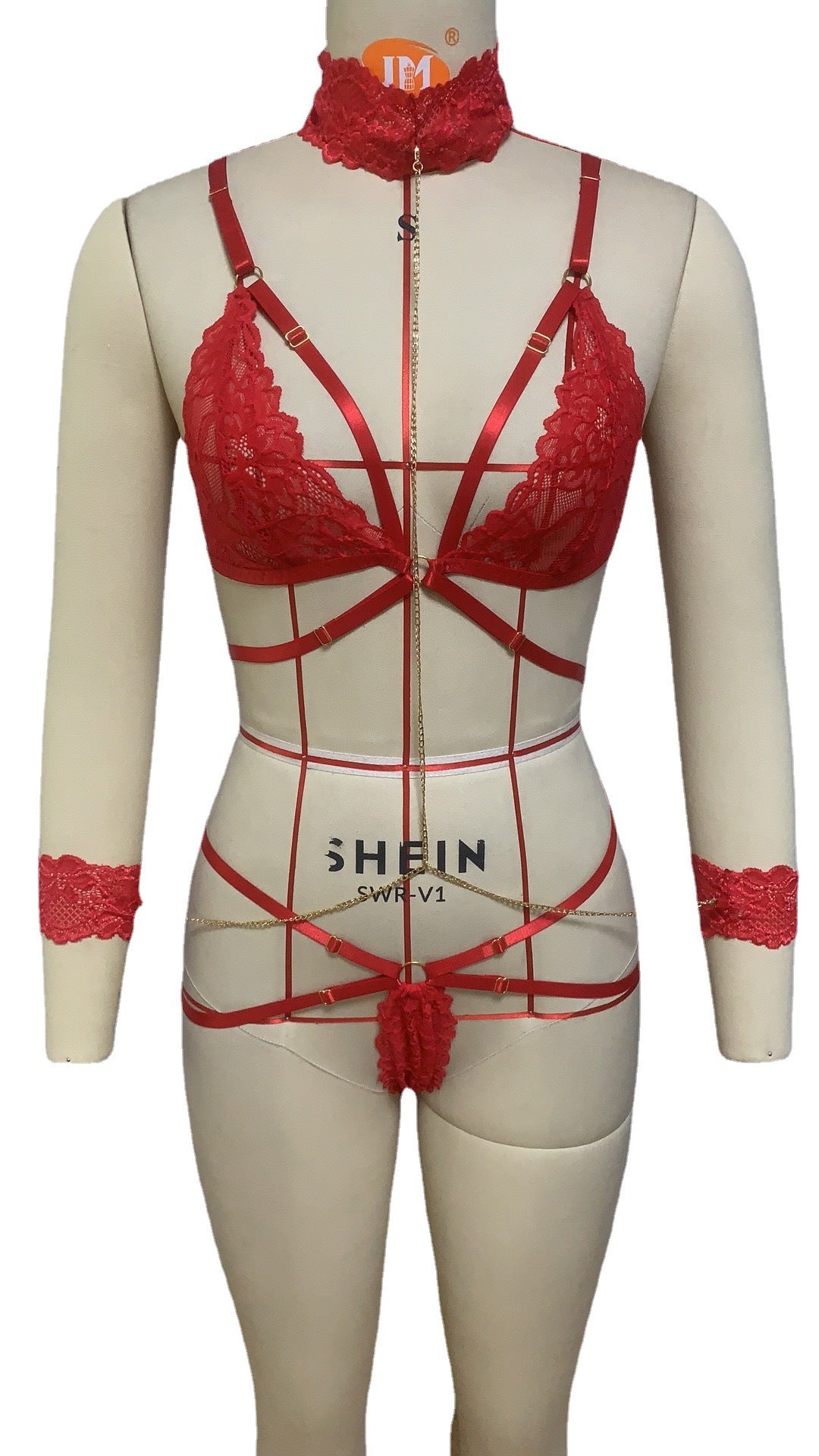 Lace Cross-Strap Lingerie Set