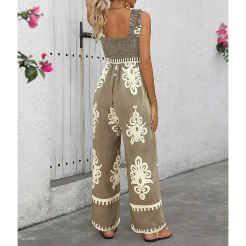 Boho Wide-Leg Jumpsuit With Pockets - US Only
