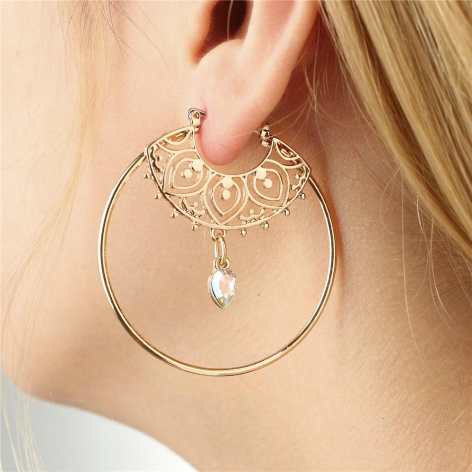 Gold-Colour Big Round Hoop Earrings