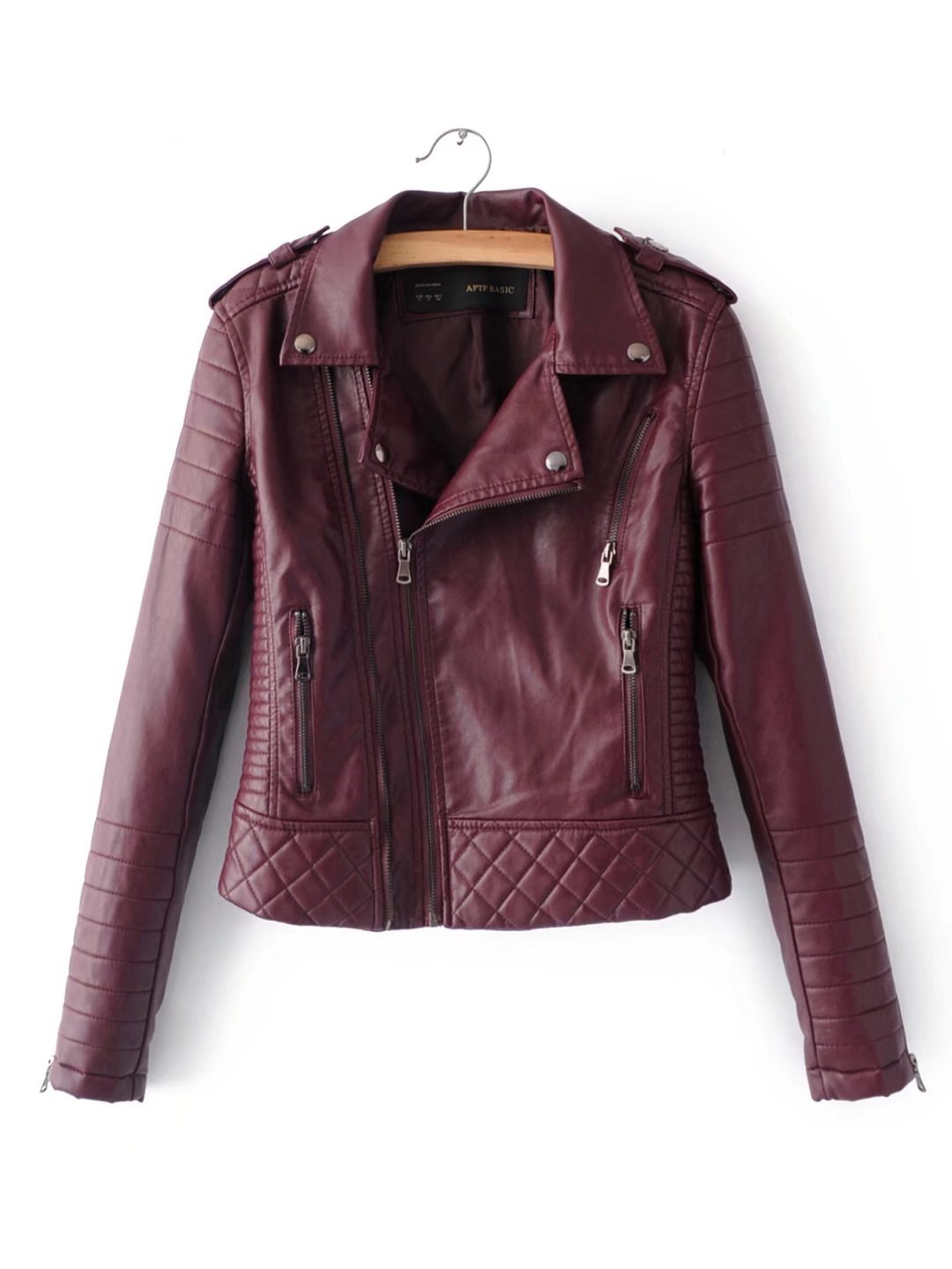 Small Imitation Leather Zipper Jacket For Women