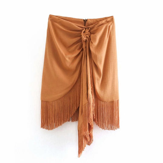 High-Waist Fringed Skirt