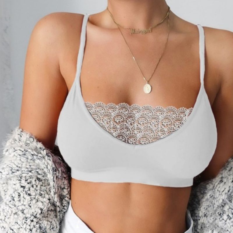 Solid-Colour Camisole Lace Vest