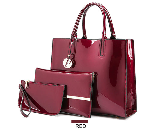 Leather Handbag Set - 3-Piece