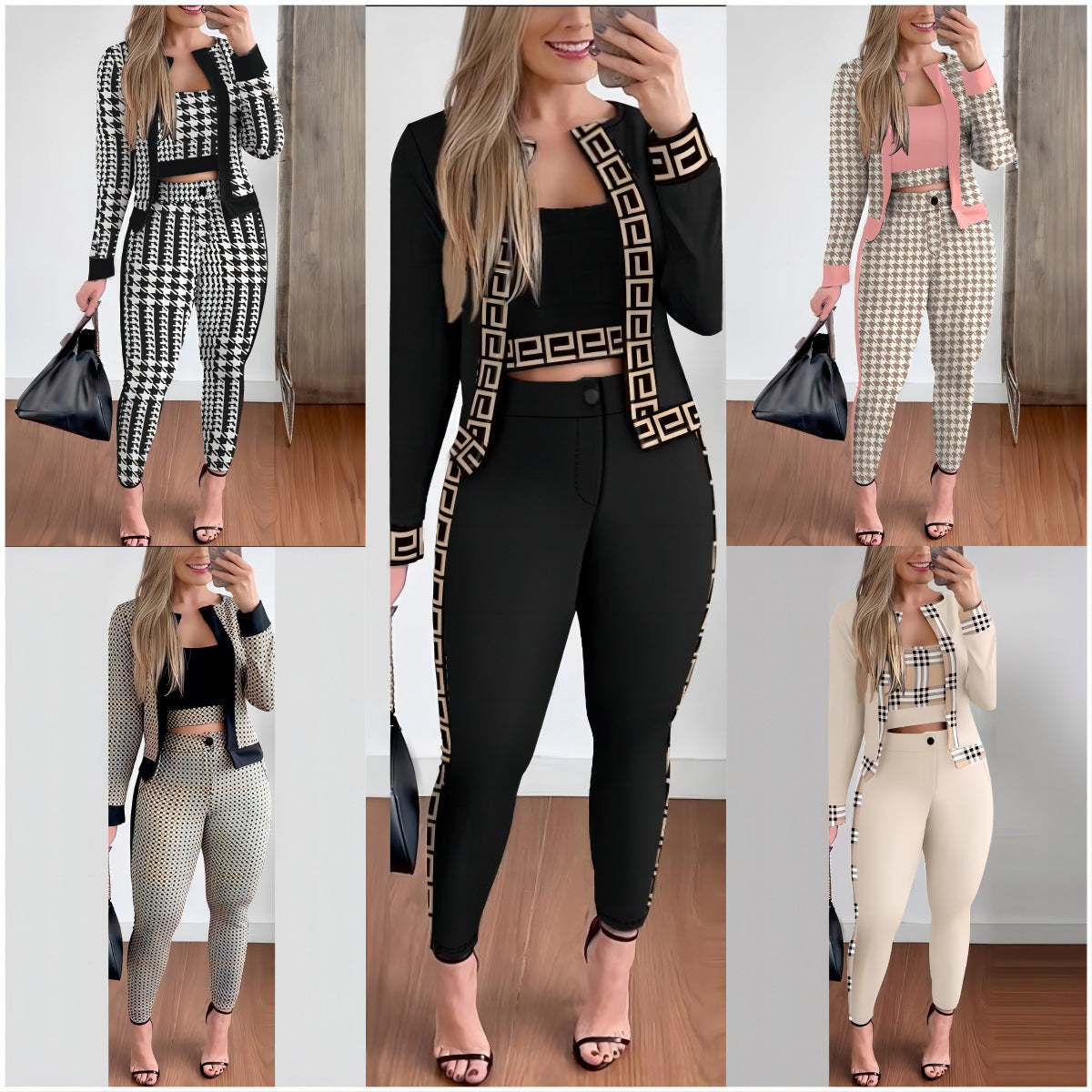 Street Hipster Vest + Cardigan + Leggings - Three-Piece Suit