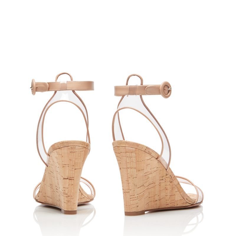 PVC Wood Grain Wedges Sandals For Women