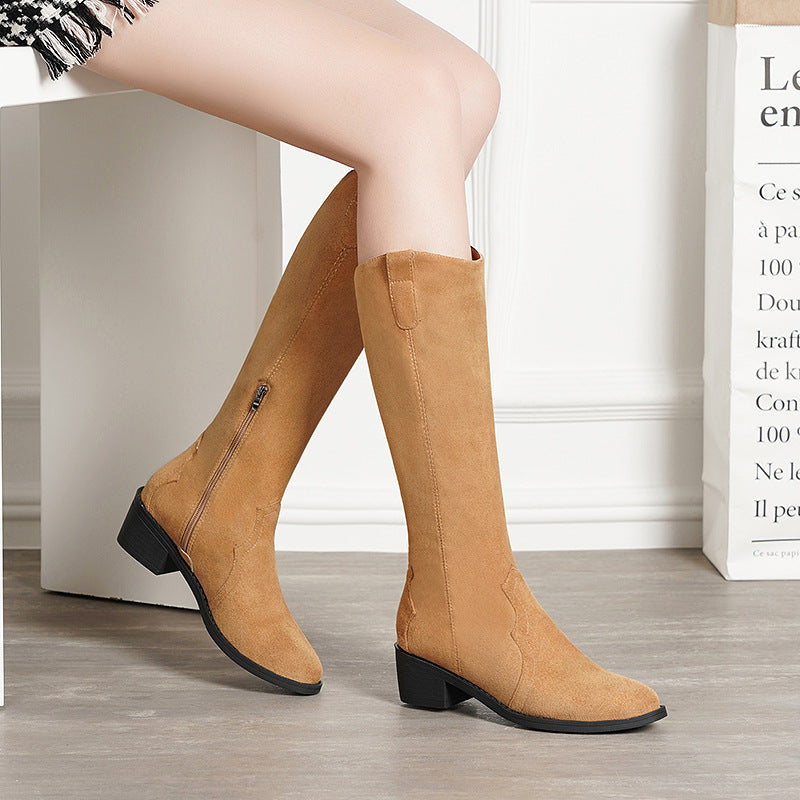 Chunky Mid-Heel Boots