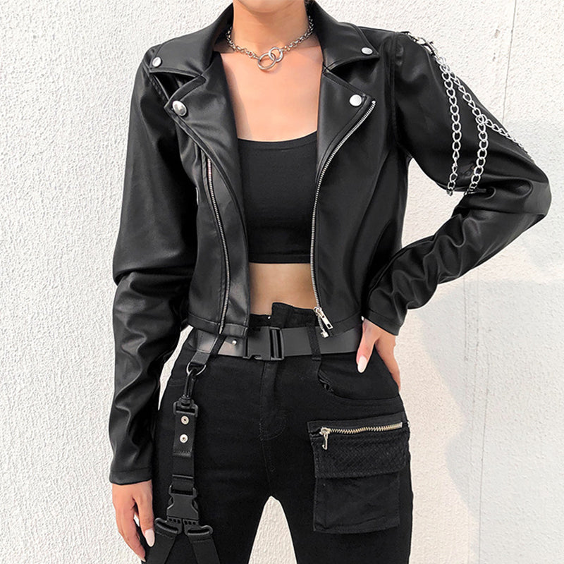 Arm Chain Leather Jacket