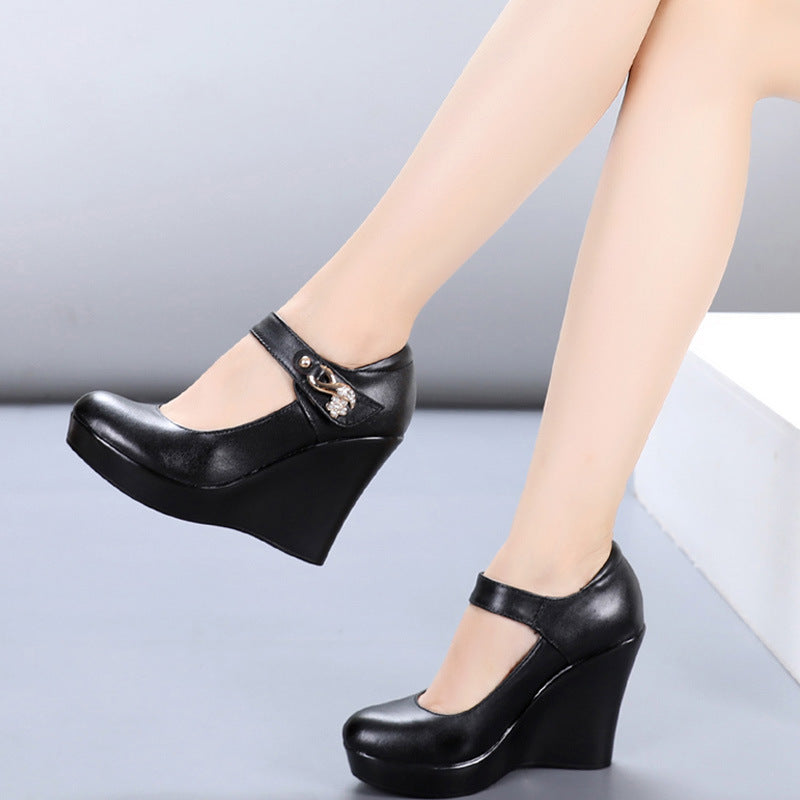 Platform Round-Toe  Thick High Heels