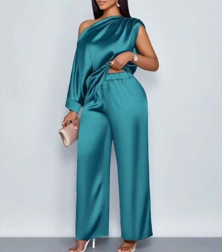 Satin Off-Shoulder Outfit