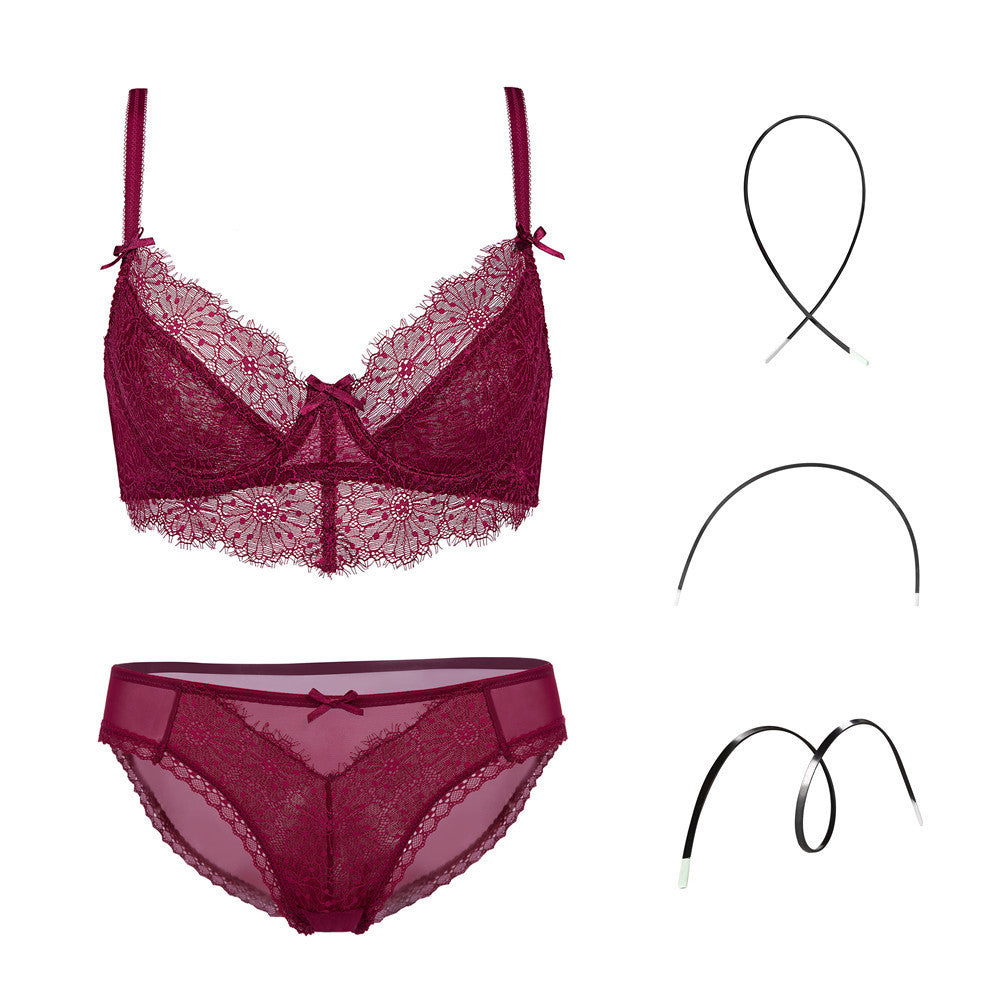 Transparent  Embroidery Bra & Panties Set