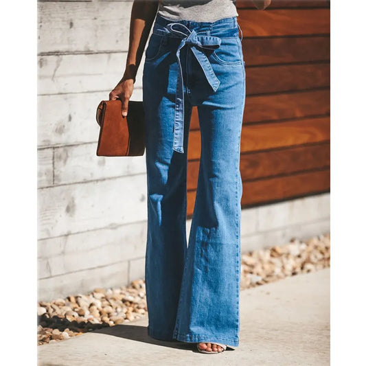 Tie-Waist Flare Jeans