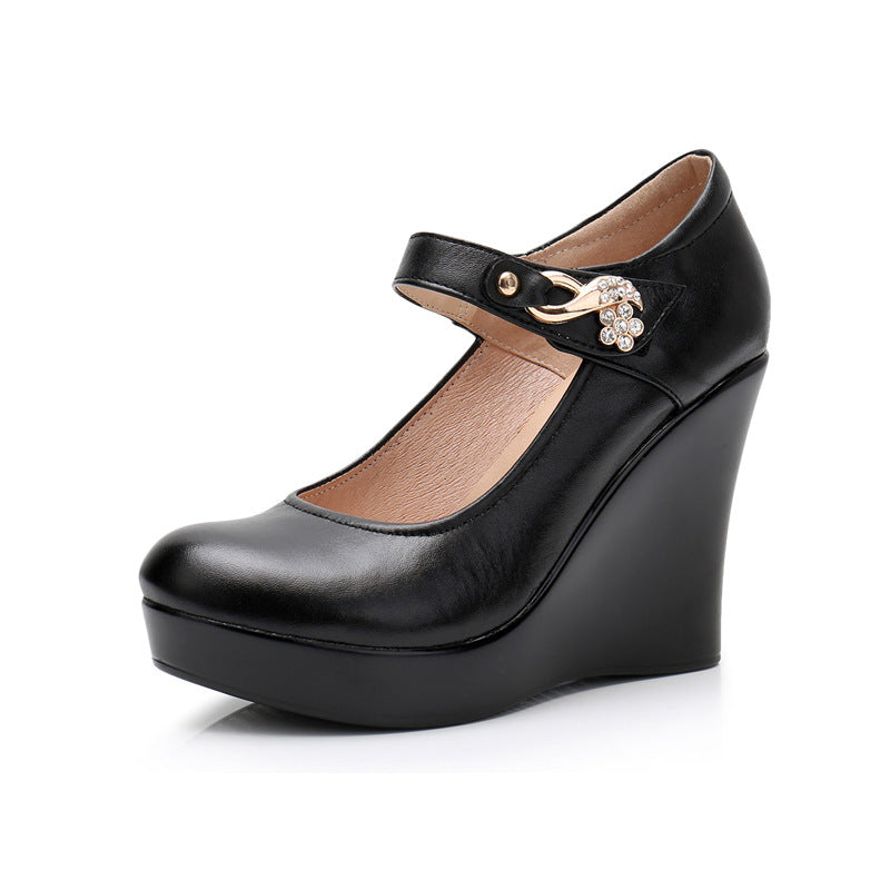 Platform Round-Toe  Thick High Heels
