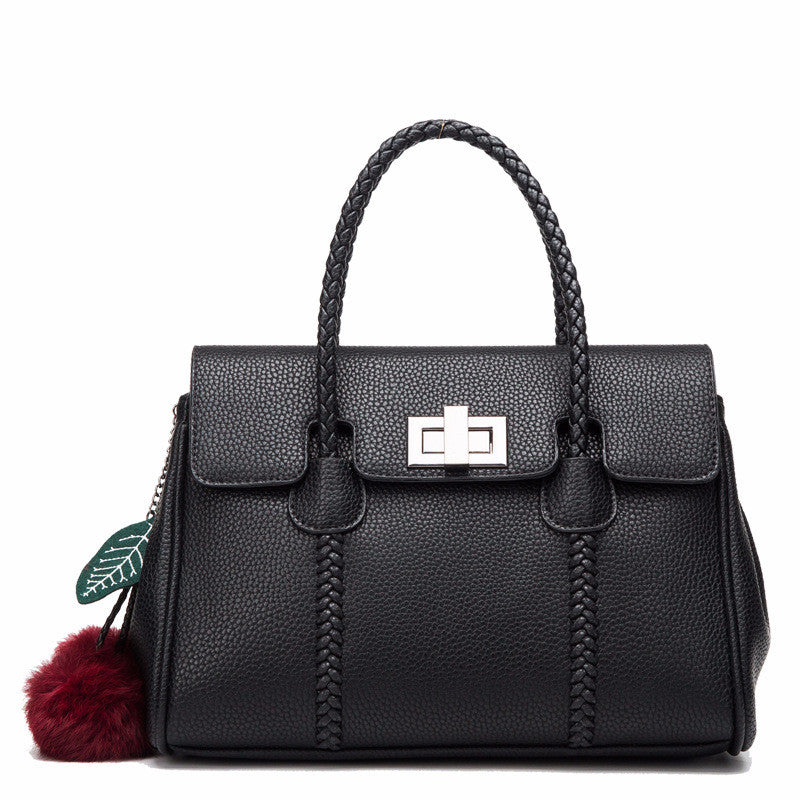 Lychee Pattern Leather Handbag