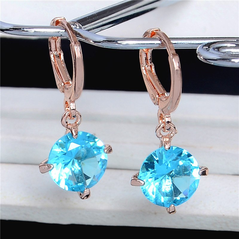 Romantic Gold-Colour Cubic Zirconia Elegant Women's Hoop Earrings