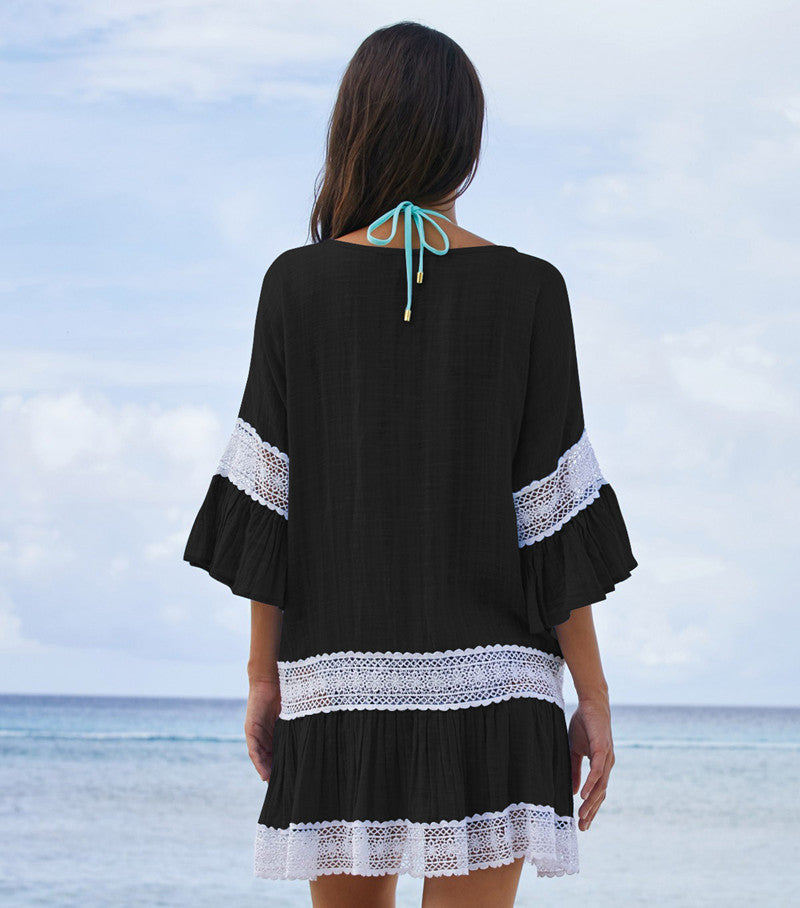 Flare Sleeve Beach Dress For Women