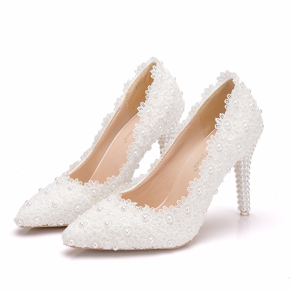 Pearl Lace Stiletto Wedding Shoes