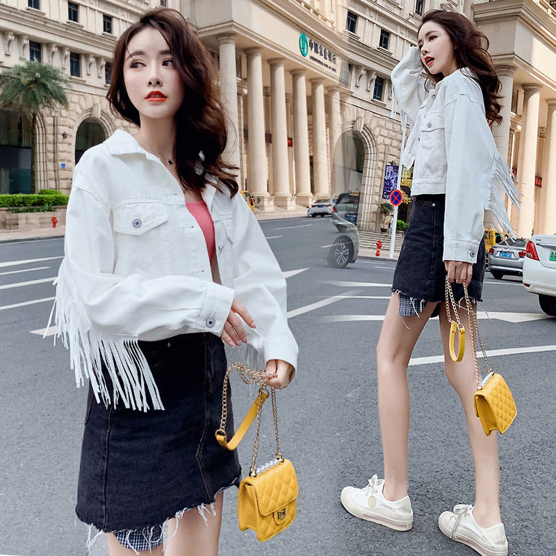 Fringed Denim Jacket For Women