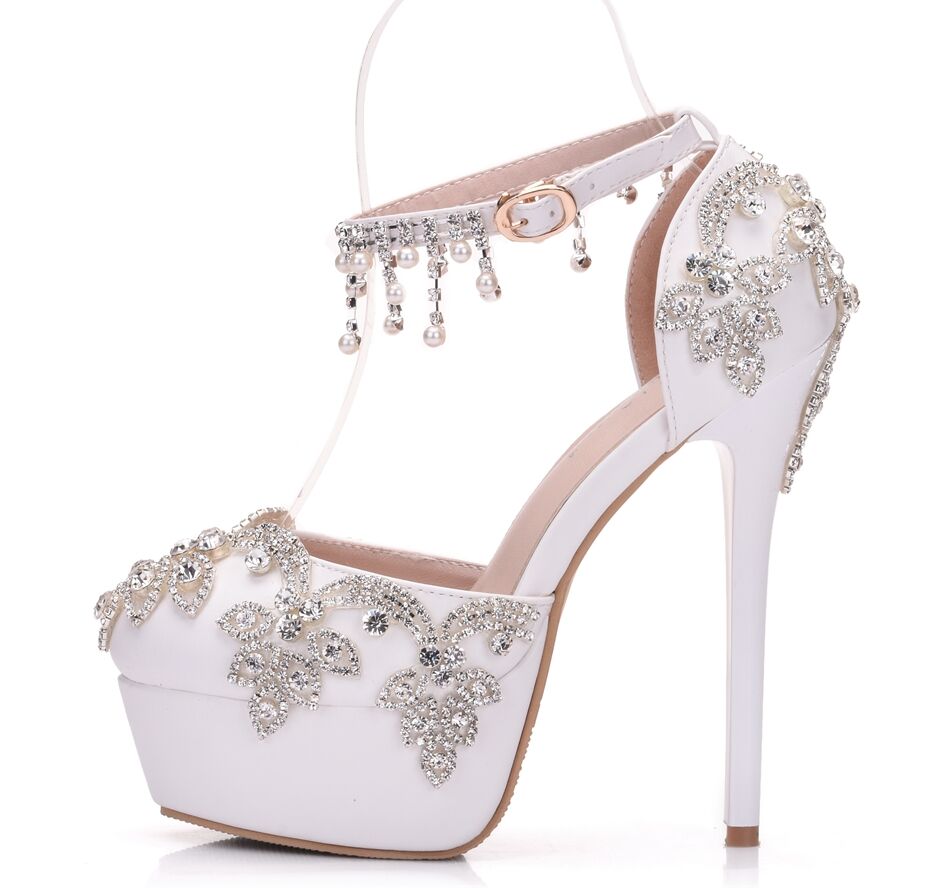 Rhinestone Beaded Tassel Chain High-Heel Sandals