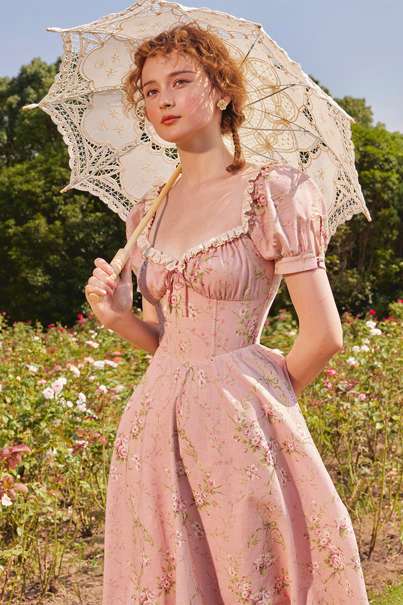 Luxurious Pretty French Cotton Country-Style Dress