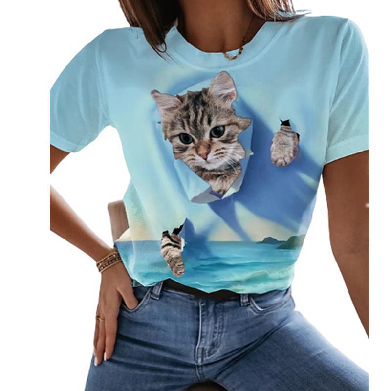 Short-Sleeved Loose Cute Puppy T-Shirt For Women