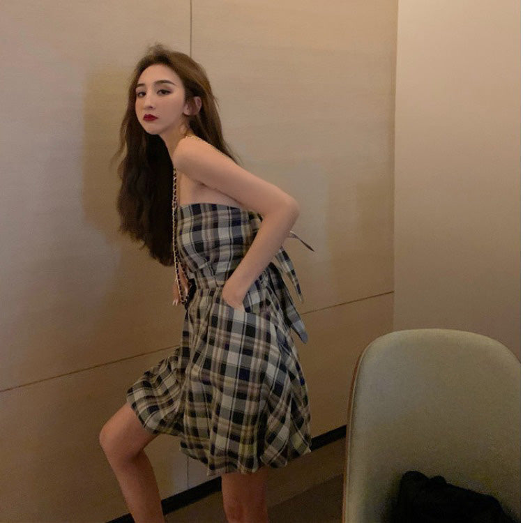 Plaid Short Pants Jumpsuit