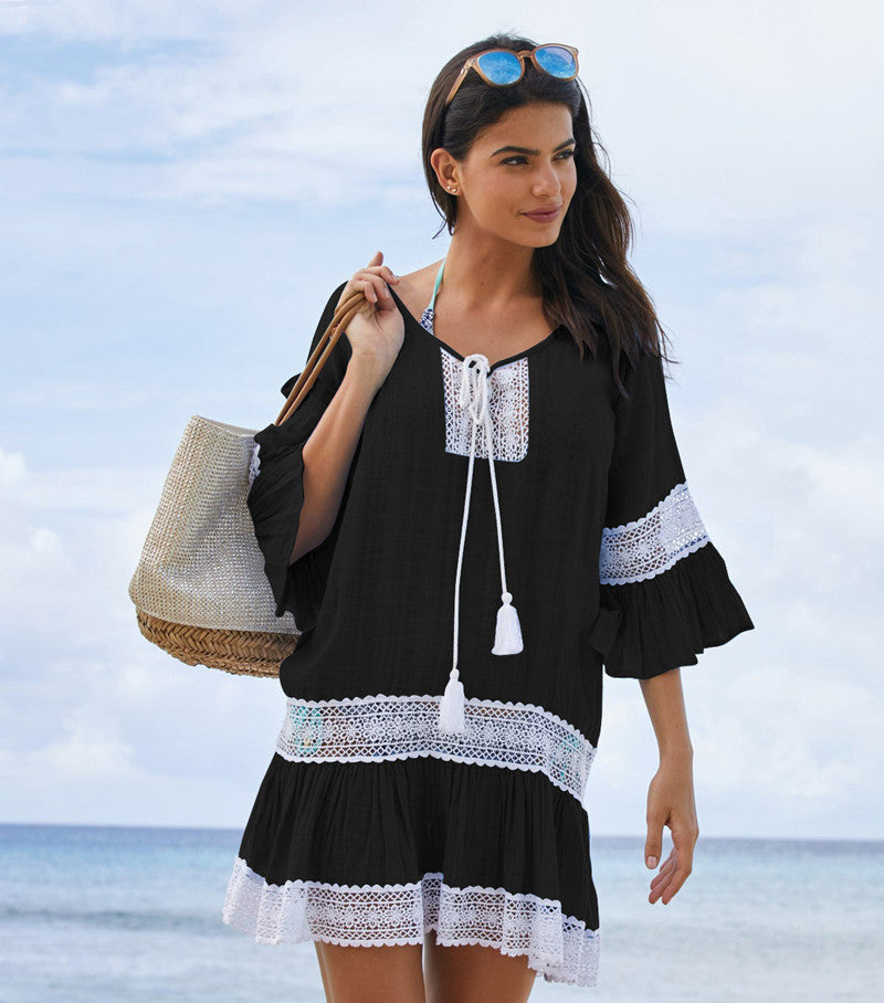 Flare Sleeve Beach Dress For Women