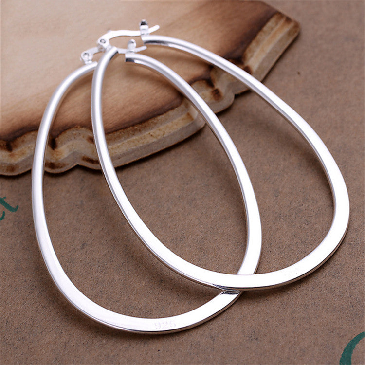 Silver-Plated Hoop Earrings - Female Big Ear Hoop - 925