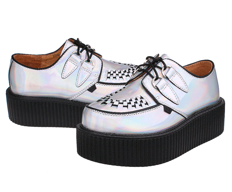 Silver Laser-Illusion Sponge-Cake-Bottom Platform Shoes