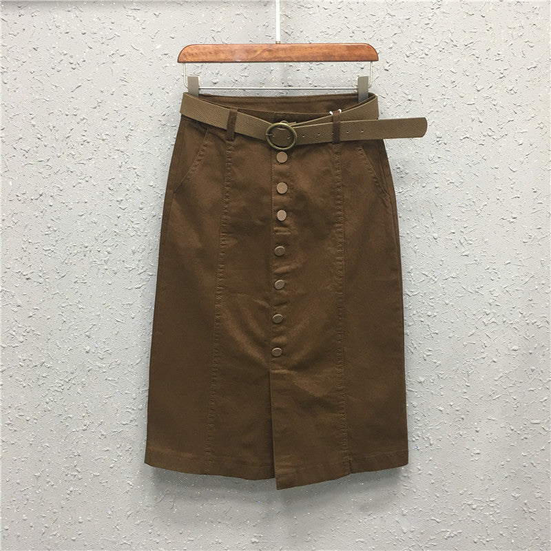 Split high waist bag hip skirt