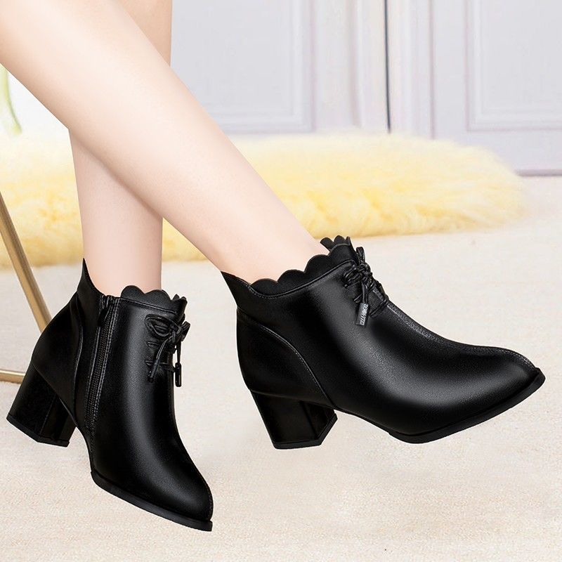 Velvet Soft Leather Short Boots