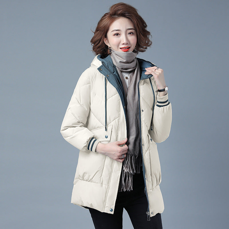 Warm Midi Loose Thickened Cotton Puffer Jacket For Women