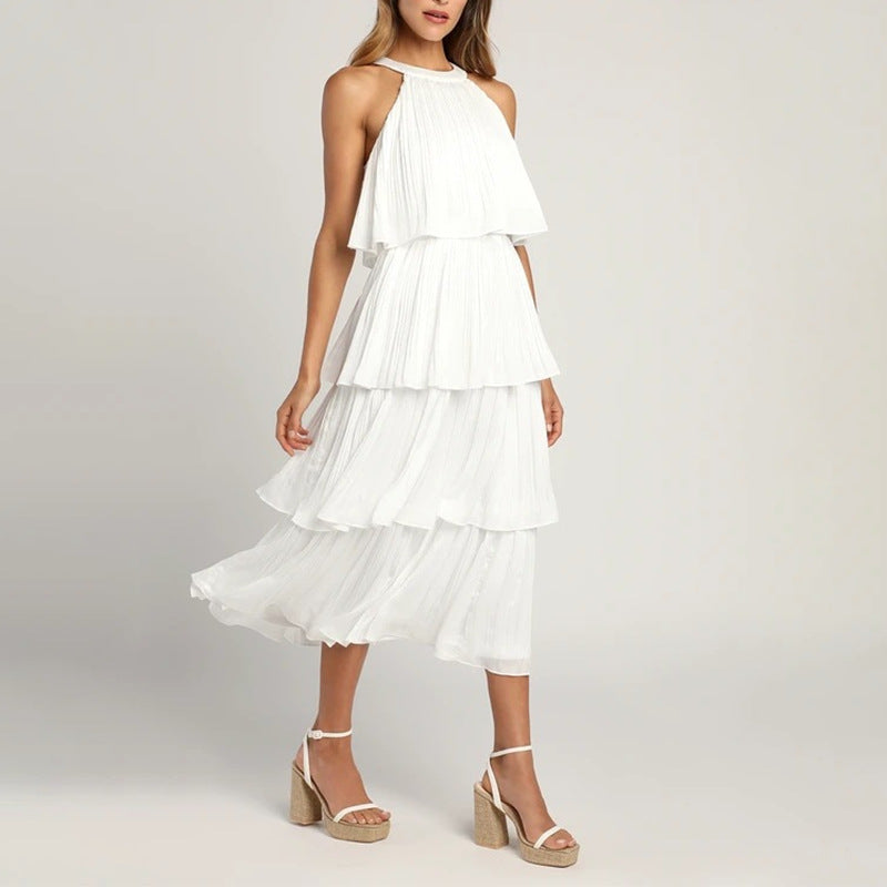 Womens Fashionable Casual Elegant Halterneck Dress