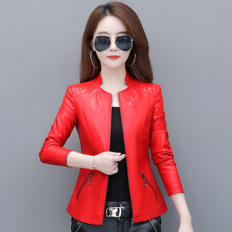 Korean-Style  Slim Leather Jacket