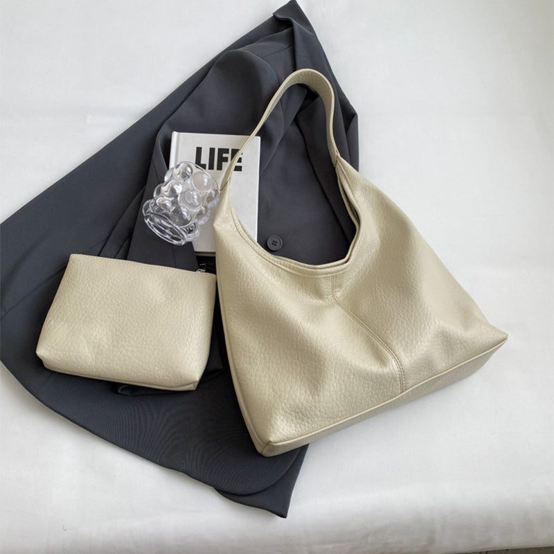 Urban Simplicity Soft PU Leather Shopping Shouder Bag With Small Wallet