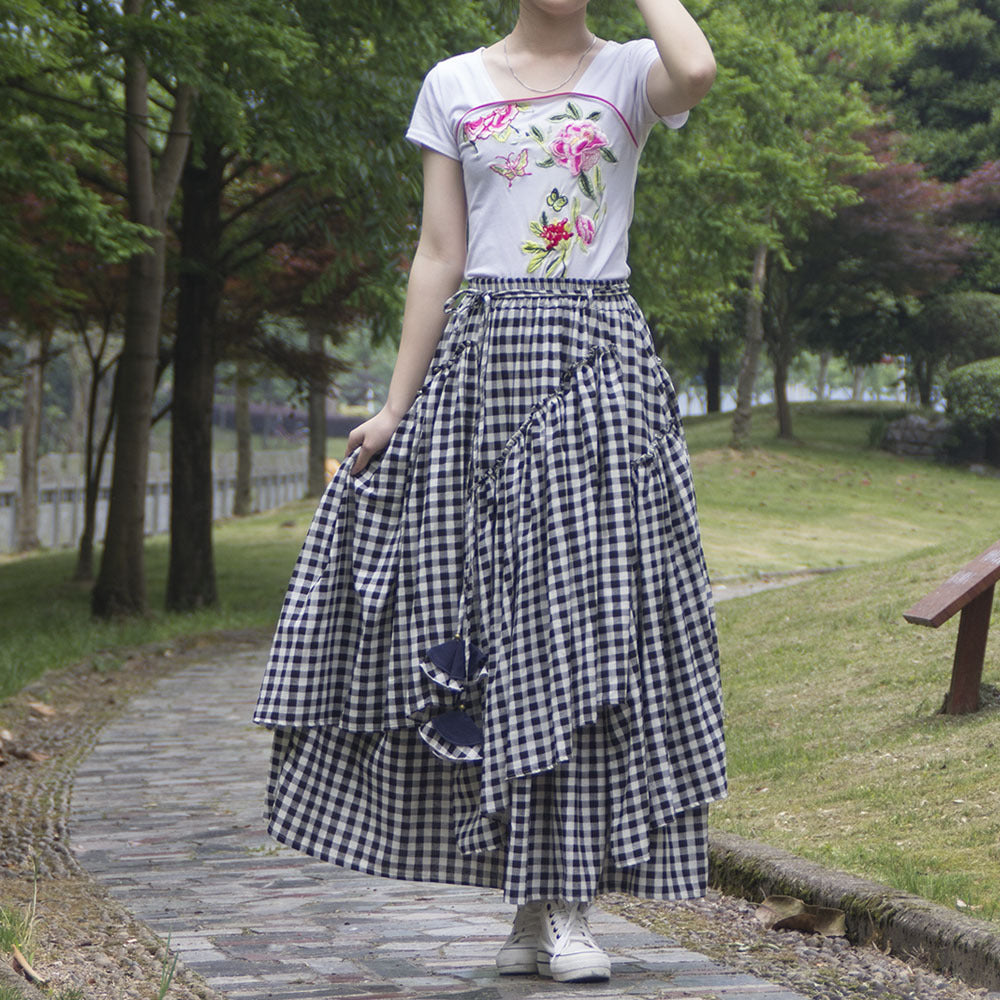 Ethnic-Style Cotton And Linen Printed Skirt