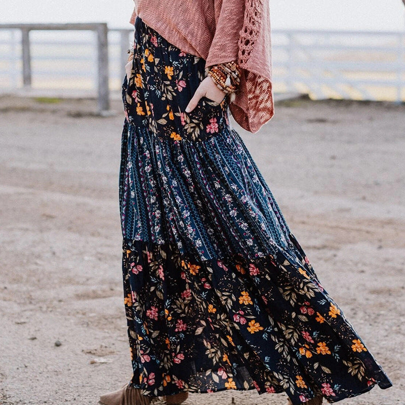 Printed pleated skirt