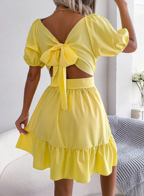 No Back Lace-up Big-Swing Chiffon Dress