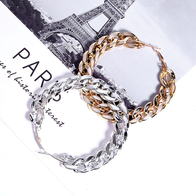 Chain alloy hoop earrings