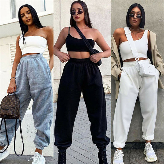 High-Waist Sports Trousers/Joggers