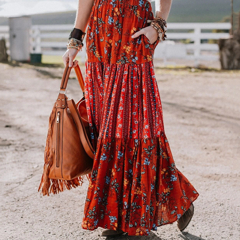 Printed pleated skirt