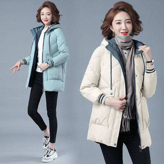 Warm Midi Loose Thickened Cotton Puffer Jacket For Women