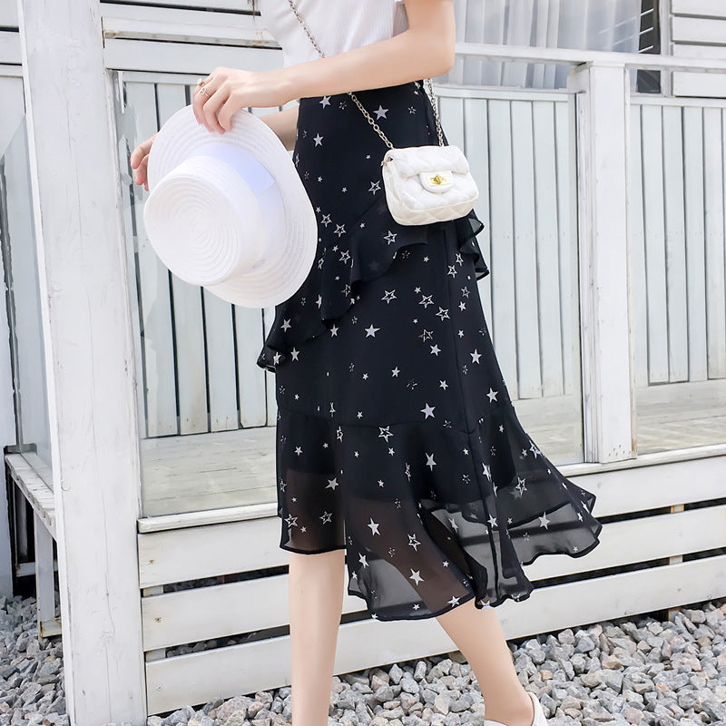 Irregular Chiffon A-Line  Skirt