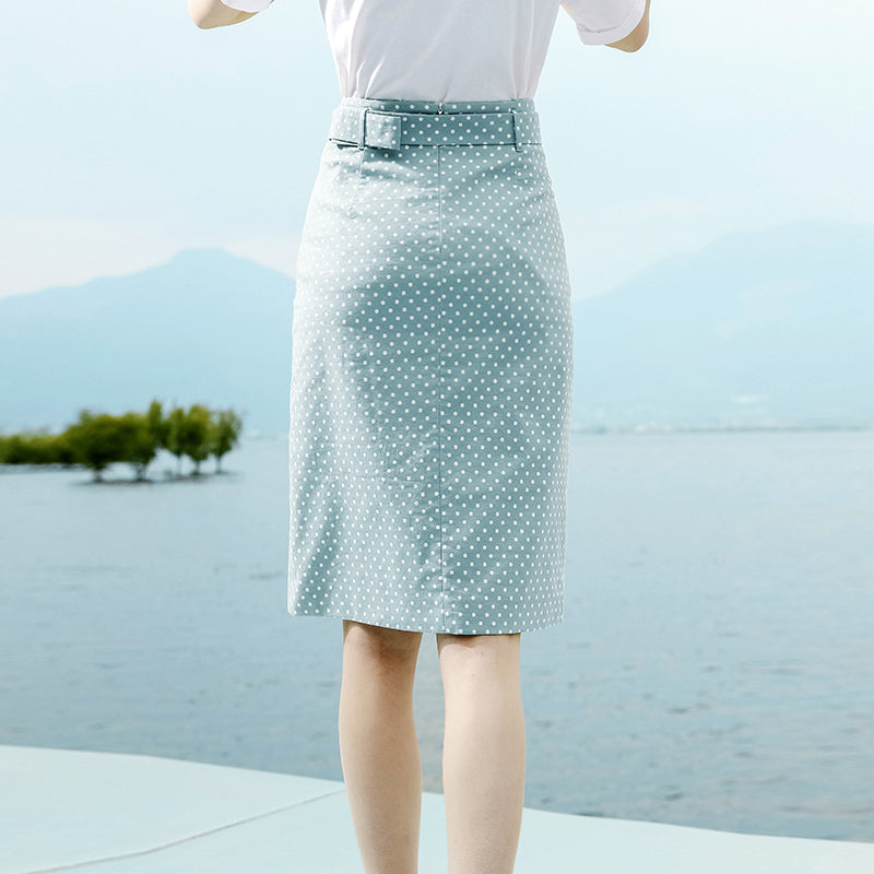 Polka dot irregular print skirt