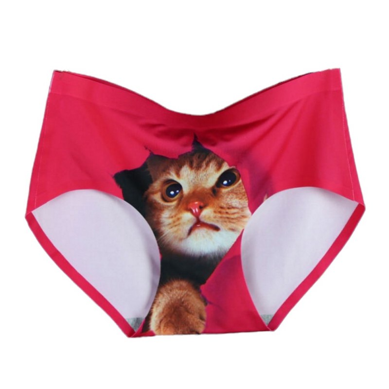 Print Cat Cotton Underwear For Women - 3D